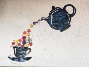 MOSAIC INSERTS Tea Pot Tea Cup Flowers Mosaic Tiles www.mosaicinspiration.com