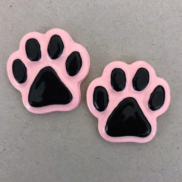 4-Inch 3dRose ct_10828_1 Cute Black Pomeranian Pink with Paw Prints Ceramic Tile 