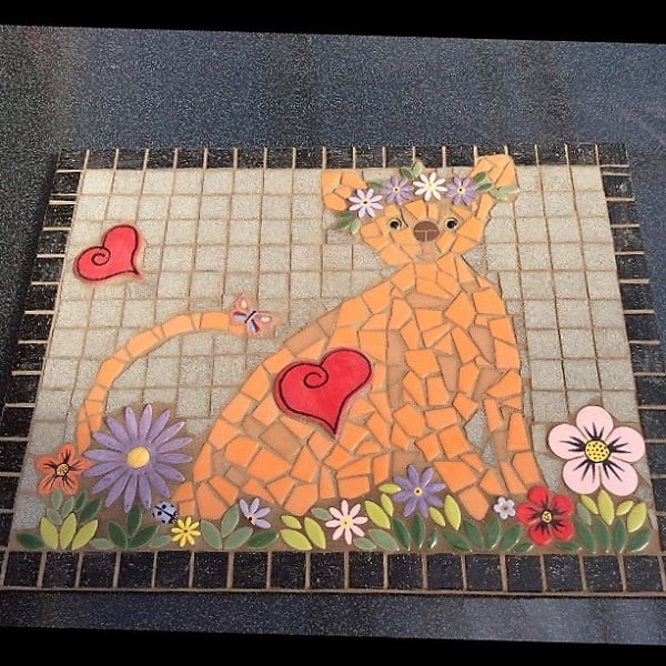 MOSAIC INSPIRATION - Julie's Ginger Cat Mosaic - www.mosaicinspiration.com