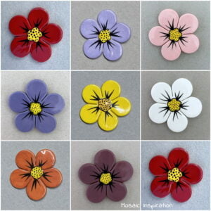 MOSAIC INSPIRATION - 55mm Ceramic Flower Handmade Mosaic Inserts Mosaic Tiles www.mosaicinspiration.com