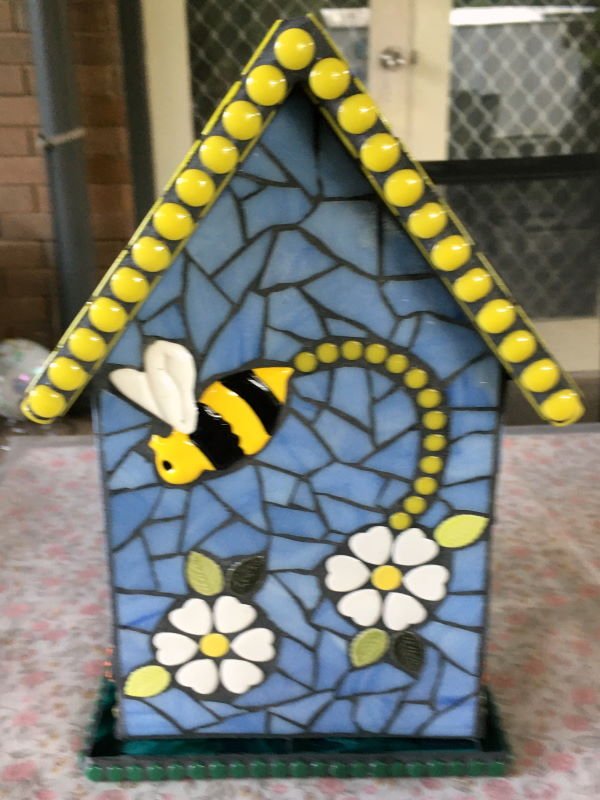 MOSAIC INSPIRATION - Judy's Bird House - ceramic inserts bees flowers