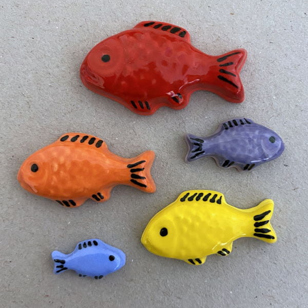 MOSAIC INSPIRATION Ceramic Rainbow Fish Ceramic Mosaic Inserts www.mosaicinspiration.com