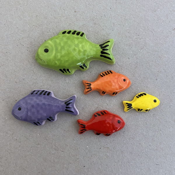 MOSAIC INSPIRATION Ceramic Rainbow Fish Ceramic Mosaic Inserts www.mosaicinspiration.com
