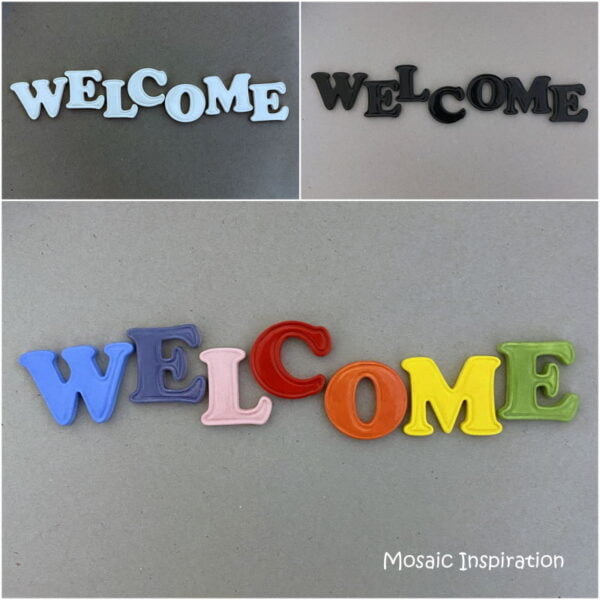 MOSAIC INSPIRATION 35mm Ceramic Letters WELCOME Mosaic Inserts Mosaic Tiles www.mosaicinspiration.com