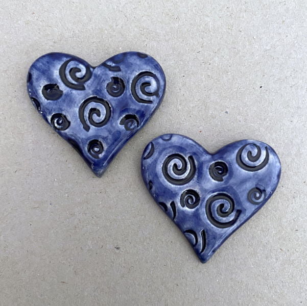 Textured Ceramic Hearts Mosaic Insert Ceramic Inserts MOSAIC INSPIRATION www.mosaicinspiration.com