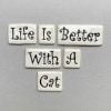 MOSAIC INSPIRATION Ceramic Word Tile LIFE IS BETTER WITH A CAT Mosaic Inserts Ceramic Tiles www.mosaicinspiration.com