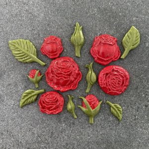 Ceramic Rose Set - Ceramic Roses, Ceramic Leaves, Ceramic Rosebuds - MOSAIC INSPIRATION mosaicinspiration.com