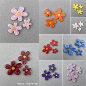 Funky Ceramic Flowers - 18 to 30mm - MOSAIC INSPIRATION - Handmade Ceramic Inserts