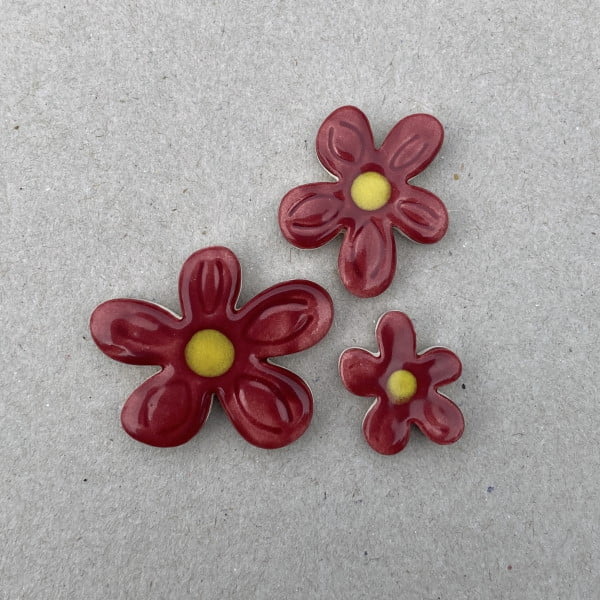 Funky Ceramic Flowers - 18 to 30mm - MOSAIC INSPIRATION - Handmade Ceramic Inserts
