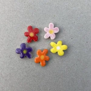 Funky Mini Ceramic Flowers - 15mm - MOSAIC INSPIRATION - Handmade Ceramic Inserts