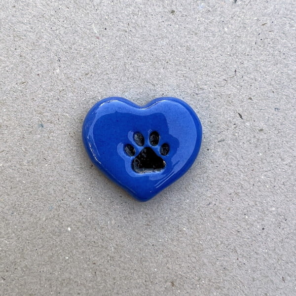 Small Ceramic Heart with Paw Print 30x33mm - Mosaic Inspiration mosaicinspiration.com