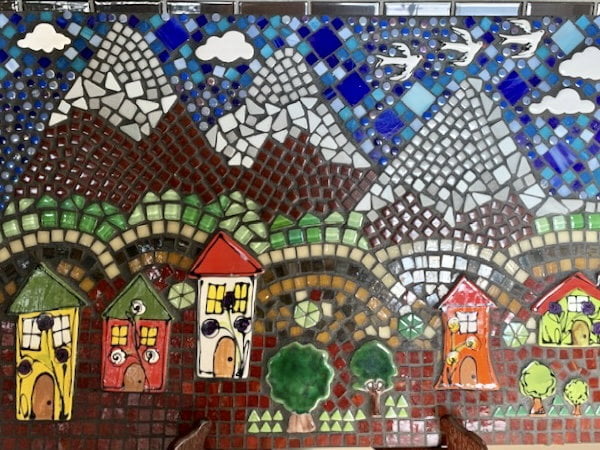 Jo's Mosaic House - tree, clouds - Ceramic Inserts handmade by MOSAIC INSPIRATION