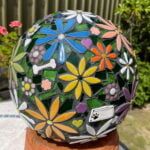 Melissas mosaic sphere - ceramic dog bowl and bone inserts from Mosaic Inspiration